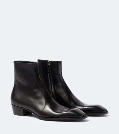 Saint Laurent Aurelien Splendor Ankle Boots In Black