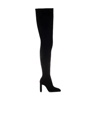 Saint Laurent Auteuil Over-the-knee Boots In Stretch Velvet