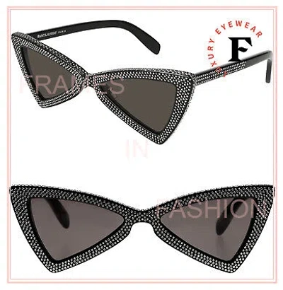 Pre-owned Saint Laurent Authentic Jerry Ysl Sl207 Black Stud Triangle Sunglasses 207 003 In Gray
