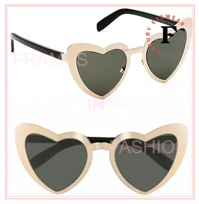 Pre-owned Saint Laurent Authentic Loulou 196 Sl196 Black Gold Metal Heart Sunglasses 002