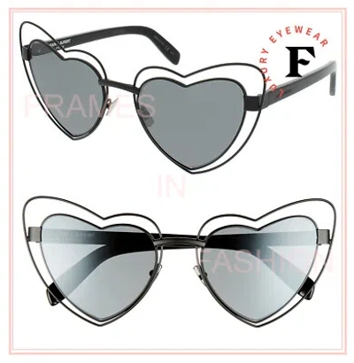 Pre-owned Saint Laurent Authentic Loulou 197 Sl197 Black Metal Heart Sunglasses 003