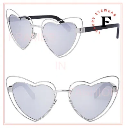 Pre-owned Saint Laurent Authentic Loulou 197 Sl197 Black Silver Metal Heart Sunglasses 001