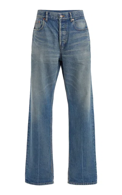 Saint Laurent Authentic Rigid Mid-rise Straight-leg Jeans In Blue