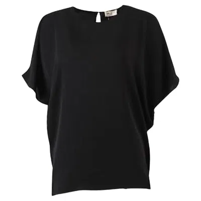 Pre-owned Saint Laurent Authentic Vtg  Paris Split Sleeve Crepe Blouse Black 2012 Era Top