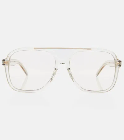Saint Laurent Aviator Transparent Acetate Sunglasses In Neutrals