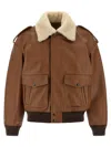 Saint Laurent Aviator Bomber Jacket Puffer Jackets Brown In Brown
