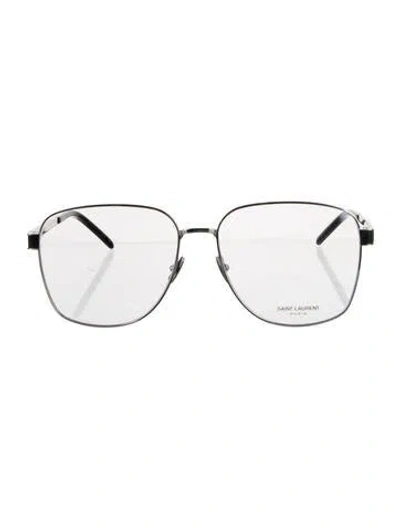 Pre-owned Saint Laurent Aviator Eyeglasses In Black/silver