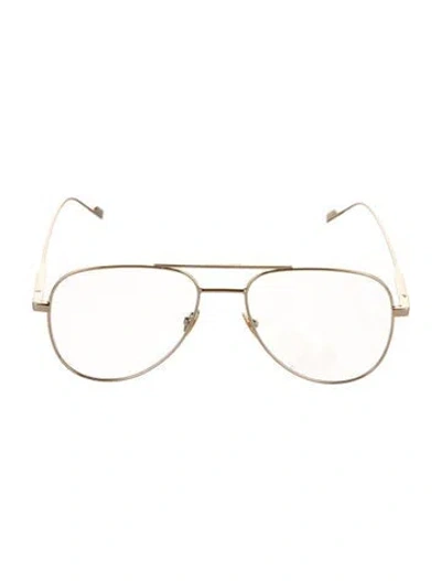 Pre-owned Saint Laurent Aviator Eyeglasses In Silver