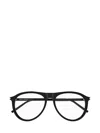 Saint Laurent Aviator Frame Glasses In 001 Black Black Transpare