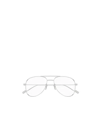 Saint Laurent Aviator-frame Glasses In White