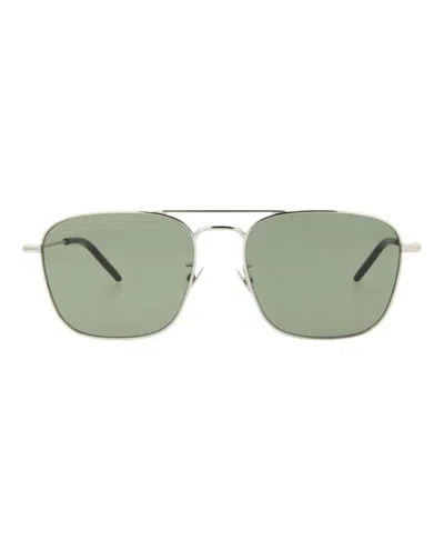Saint Laurent Aviator-frame Metal Sunglasses In Metallic