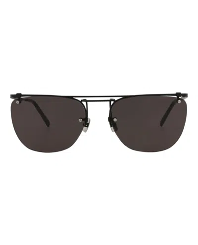 Saint Laurent Aviator-frame Metal Sunglasses In Black