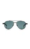 Saint Laurent Aviator-frame Metal Sunglasses In Blue