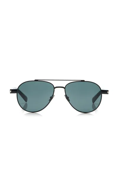 Saint Laurent Aviator-frame Metal Sunglasses In Blue