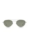 Saint Laurent Aviator-frame Metal Sunglasses In Gray