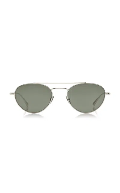 Saint Laurent Aviator-frame Metal Sunglasses In Gray