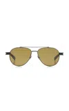 Saint Laurent Aviator-frame Metal Sunglasses In Green