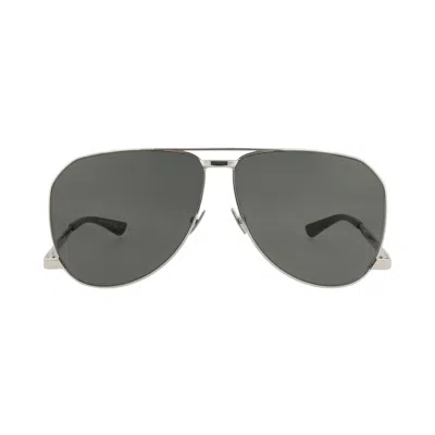 Pre-owned Saint Laurent Aviator-frame Metal Sunglasses 'silver Grey' | Men's Size Onesize