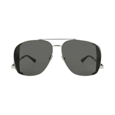 Pre-owned Saint Laurent Aviator-frame Metal Sunglasses 'silver Grey' | Men's Size Onesize