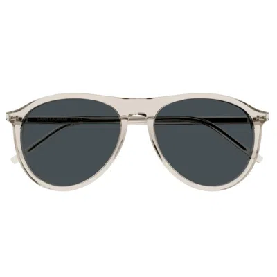 Saint Laurent Aviator Frame Sunglasses In 003 Beige Beige Transpare