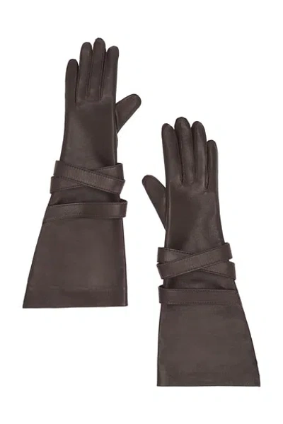 Saint Laurent Aviator Gloves In Brown