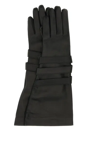 SAINT LAURENT GUANTI IN PELLE NERA DONNA