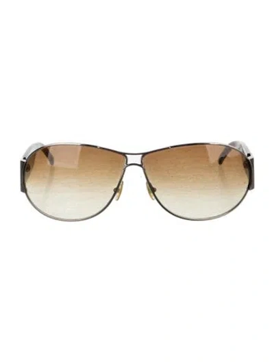 Pre-owned Saint Laurent Aviator Gradient Sunglasses In Gold