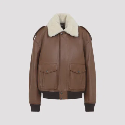 Saint Laurent Aviator Jacket For Women In Brown