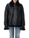 Saint Laurent Shearling Jacket In Black