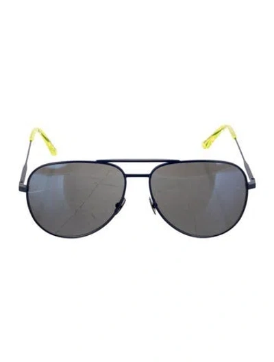 Pre-owned Saint Laurent Aviator Mirrored Sunglasses In Blue/yellow