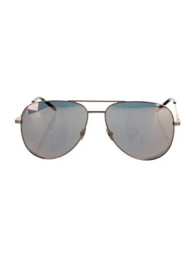 Pre-owned Saint Laurent Aviator Mirrored Sunglasses In Brown