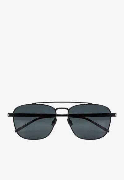 Saint Laurent Aviator-shaped Sunglasses In Grey