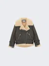 Saint Laurent Shearling-trimmed Leather Jacket In Black