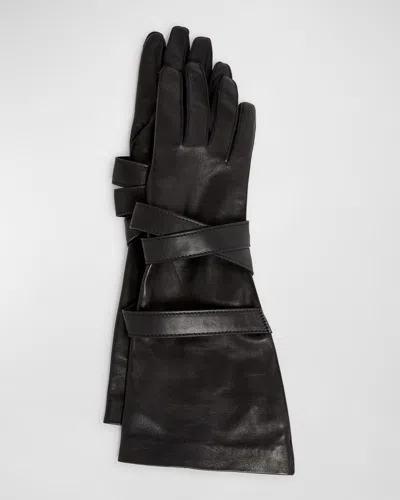 SAINT LAURENT AVIATOR STRAPPY LEATHER GLOVES