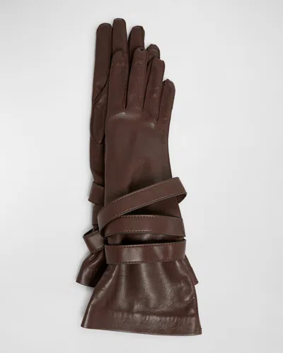 SAINT LAURENT AVIATOR STRAPPY LEATHER GLOVES