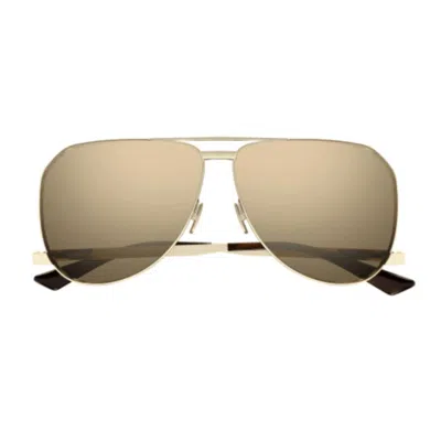 Saint Laurent Aviator Sunglasses In 004 Gold Gold Brown