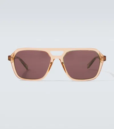 Saint Laurent Aviator Sunglasses In Brown