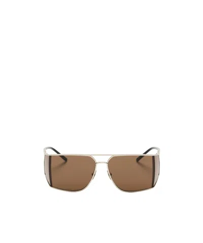 Saint Laurent Aviator Sunglasses In Brown