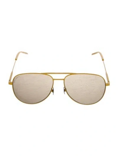 Pre-owned Saint Laurent Aviator Tinted Sunglasses In Gold