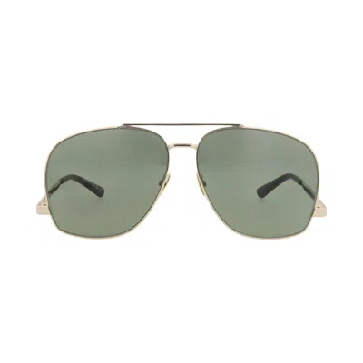 Pre-owned Saint Laurent Aviator-frame Metal Sunglasses 'gold/green' | Women's Size Onesize
