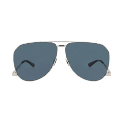 Pre-owned Saint Laurent Aviator-frame Metal Sunglasses 'silver/blue' | Men's Size Onesize