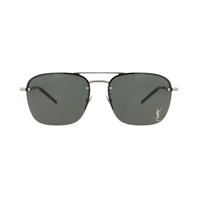 Pre-owned Saint Laurent Aviator-frame Metal Sunglasses 'silver/grey' | Women's Size Onesize