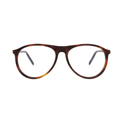 Pre-owned Saint Laurent Aviator-frame Recycled Acetate Optical Frames 'havana/transparent' | Brown | Men's Siz