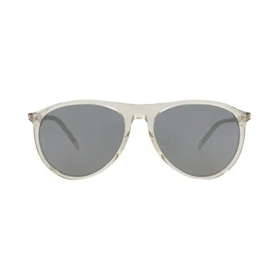 Pre-owned Saint Laurent Aviator-frame Recycled Acetate Sunglasses 'beige/silver' | Tan | Men's Size Onesize In Brown