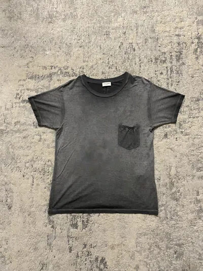 Pre-owned Saint Laurent Aw14 Sunfaded Silk Pocket Tee In Gray
