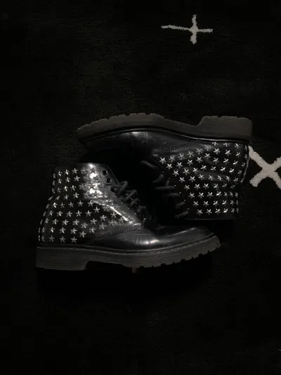 Pre-owned Saint Laurent Aw15 - Star Studded Combat Boots In Black