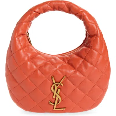 Saint Laurent Baby Icare Quilted Leather Hobo Bag In Orange
