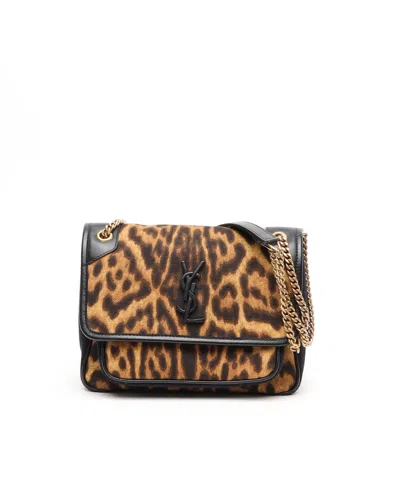 Saint Laurent Baby Niki Leopard Bag In Brown
