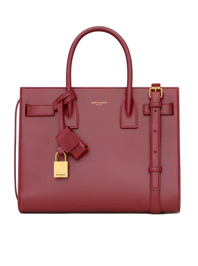 Saint Laurent Baby Sac De Jour Bag In Smooth Leather In Red