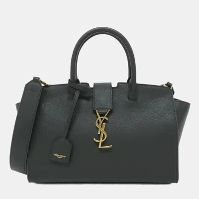 Pre-owned Saint Laurent Baby Tote Downtown Green Leather Handbag